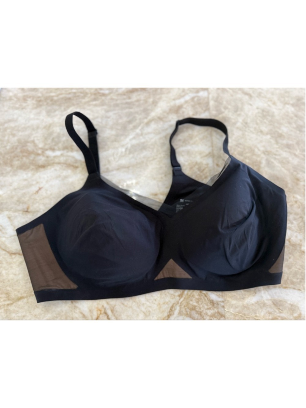 HONEYLOVE Black Bra 44C/D crisscross, mesh, hook closure